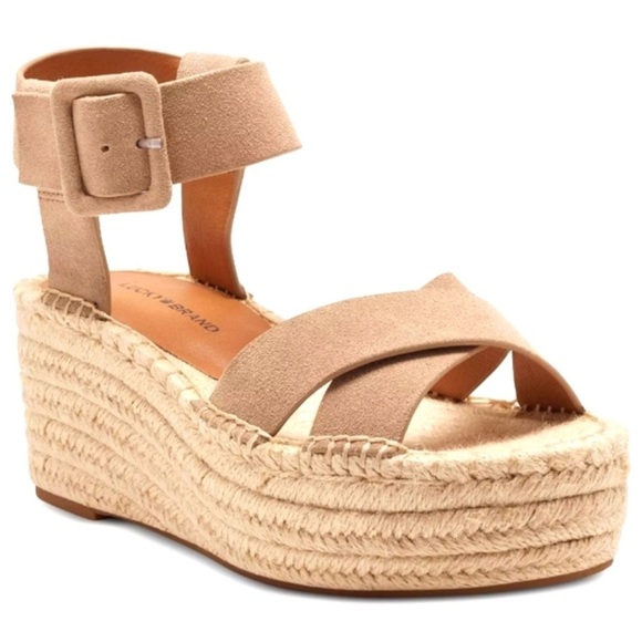 NEW‎ Lucky Brand Audrinah Wedge Tan size 10 - Picture 1 of 10